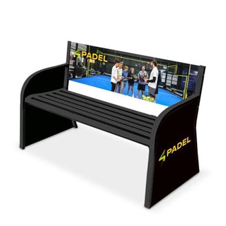 Afbeelding van BANC PUBLICITAIRE EN ACIER ÉLECTROZINGUÉ NOIR PERSONNALISÉ