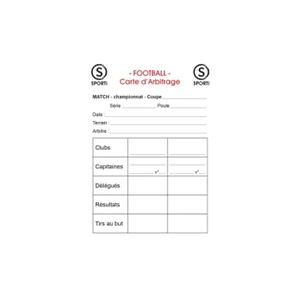 Carnet de 15 cartes seules d'arbitrage Football